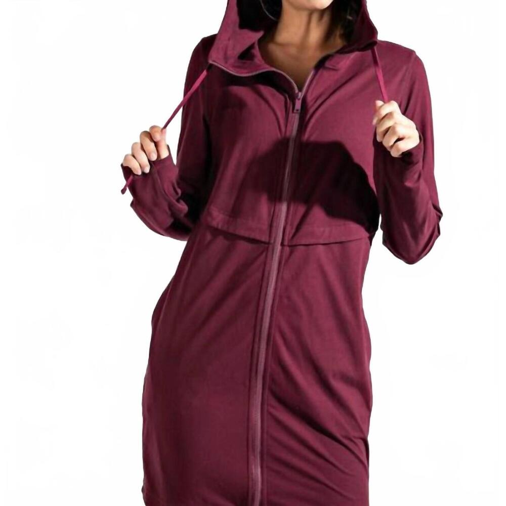 NEW RAE MODE long hooded active jacket in cassis
